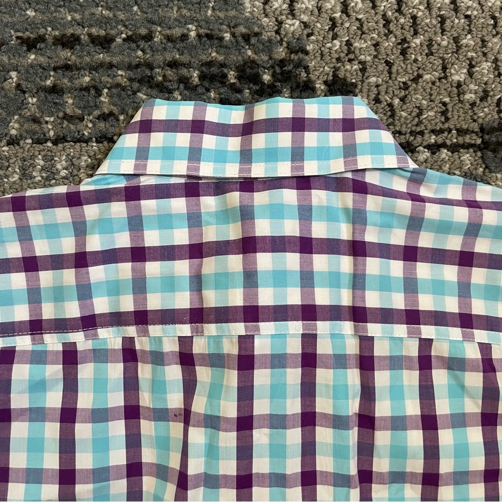 Hammer Made Long Sleeve Button Down Shirt, Purple Blue White Check, Neck 15.5 - Picture 8 of 8